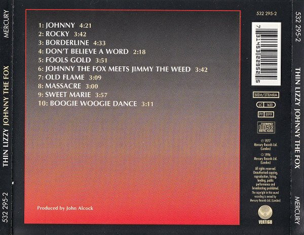 Thin Lizzy : Johnny The Fox (CD, Album, RE, RM)