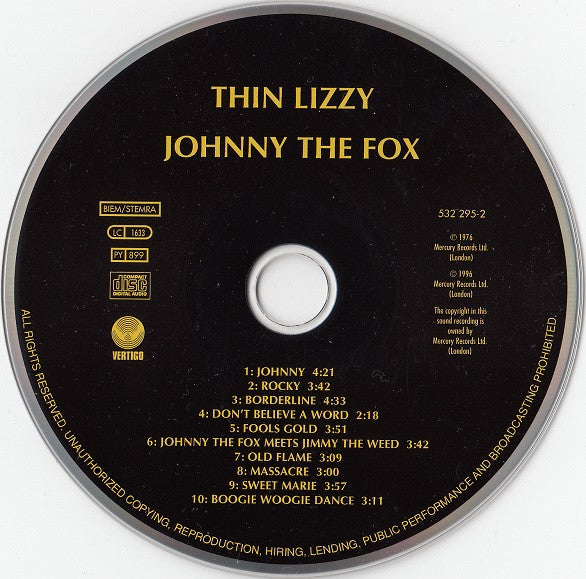Thin Lizzy : Johnny The Fox (CD, Album, RE, RM)