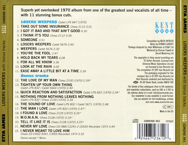 Etta James : Losers Weepers (CD, Album)