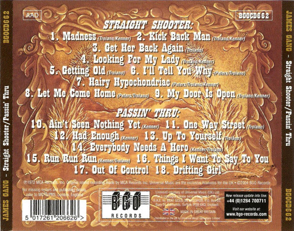 James Gang : Straight Shooter / Passin' Thru (CD, Comp)