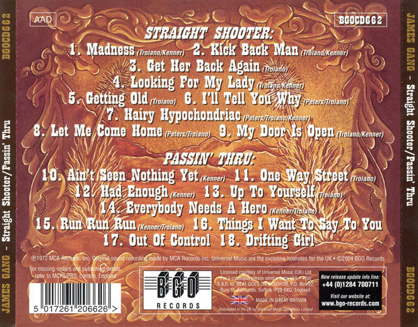 James Gang : Straight Shooter / Passin' Thru (CD, Comp)