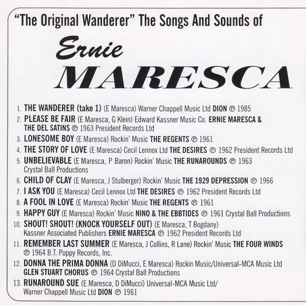 Ernie Maresca : The Original Wanderer (The Songs And Sounds Of Ernie Maresca) (CD, Comp)