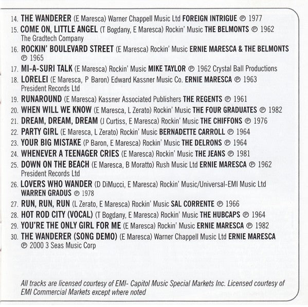 Ernie Maresca : The Original Wanderer (The Songs And Sounds Of Ernie Maresca) (CD, Comp)