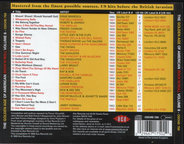 Various : The Golden Age Of American Rock 'N' Roll Volume 8 (CD, Comp)