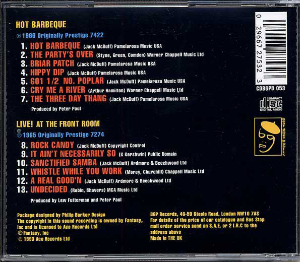 Brother Jack McDuff : Hot Barbeque • Live! (CD, Comp)