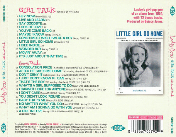 Lesley Gore : Girl Talk (CD, Album, Mono, RE)