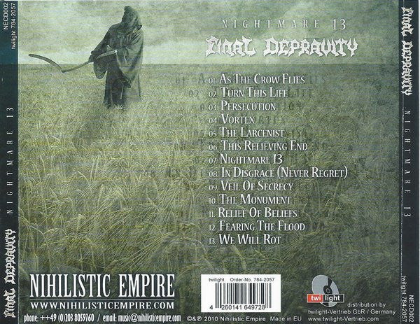 Final Depravity : Nightmare 13 (CD, Album)