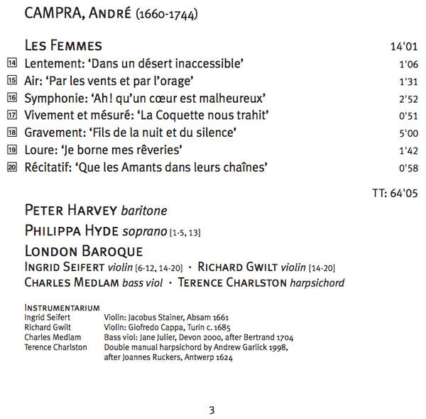 Jean-Philippe Rameau, André Campra, Peter Harvey, Philippa Hyde, London Baroque : French Cantatas By Rameau And Campra (CD, Album)