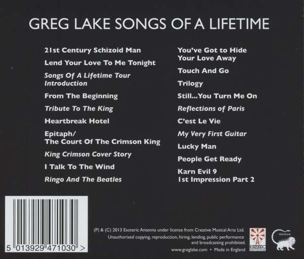 Greg Lake : Songs Of A Lifetime (CD, Album)