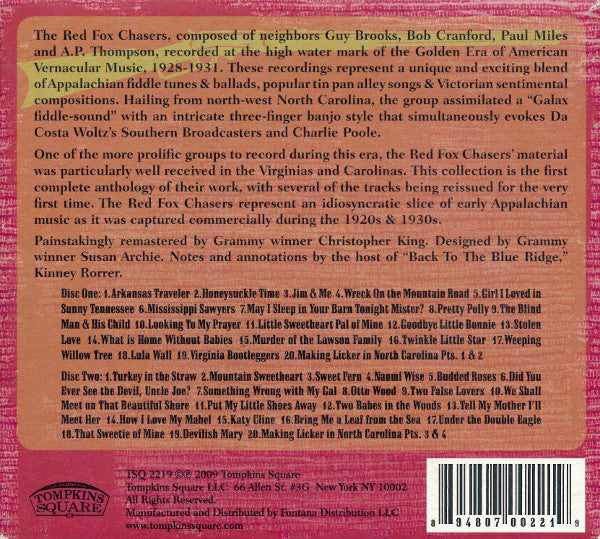 The Red Fox Chasers : I'm Going Down To North Carolina: The Complete Recordings Of The Red Fox Chasers (1928-31) (2xCD, Comp, RM)