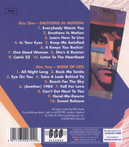 Billy Squier : Emotions In Motion / Signs Of Life (2xCD, Album, Comp, RM, O-c)