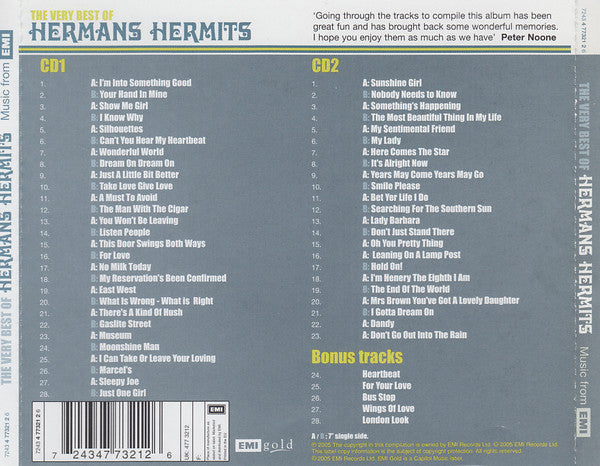 Herman's Hermits : The Very Best Of (2xCD, Comp, RM)