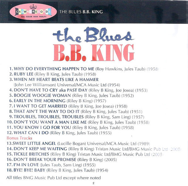 B.B. King : The Blues (CD, Album, RE, RM)