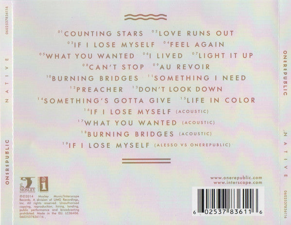 OneRepublic : Native (CD, Album, RE)