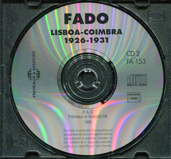 Various : Fado (Lisboa-Coimbra 1926-1931) (2xCD, Comp)