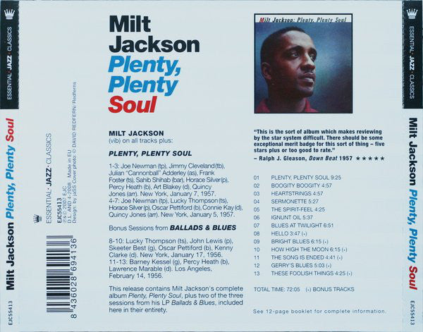 Milt Jackson : Plenty, Plenty Soul (CD, Album, RE)