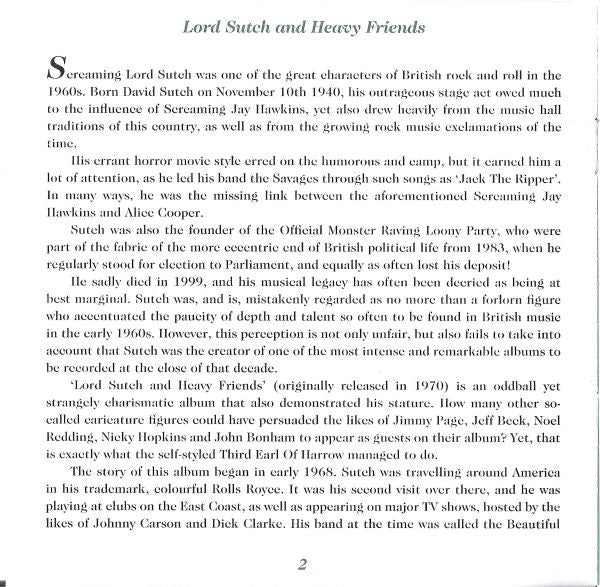 Lord Sutch And Heavy Friends : Lord Sutch And Heavy Friends (CD, Album, RE, RM)