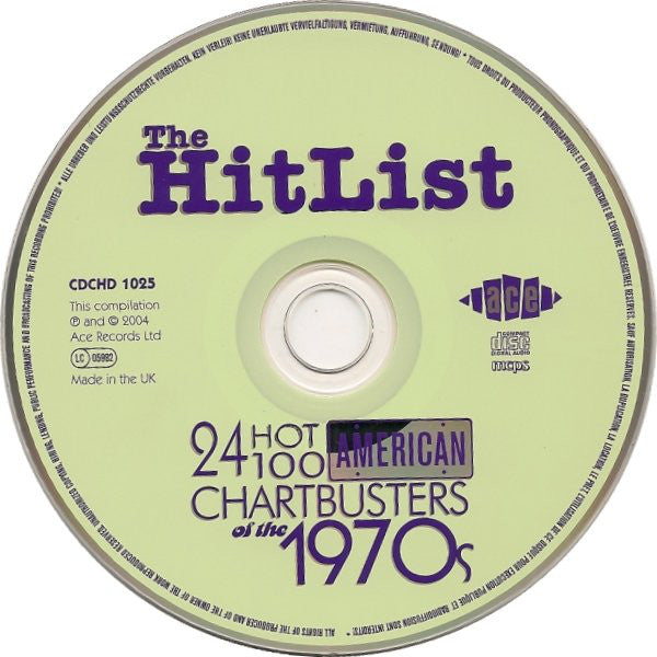 Various : The Hit List: 24 Hot 100 American Chartbusters Of The 1970s (CD, Comp)