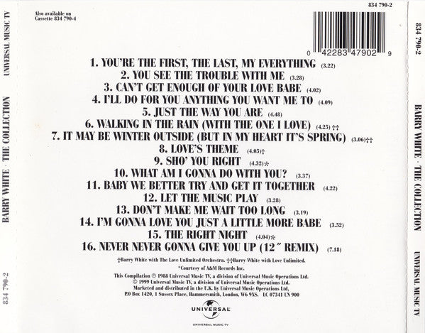 Barry White : The Collection (CD, Comp, RE, RM)