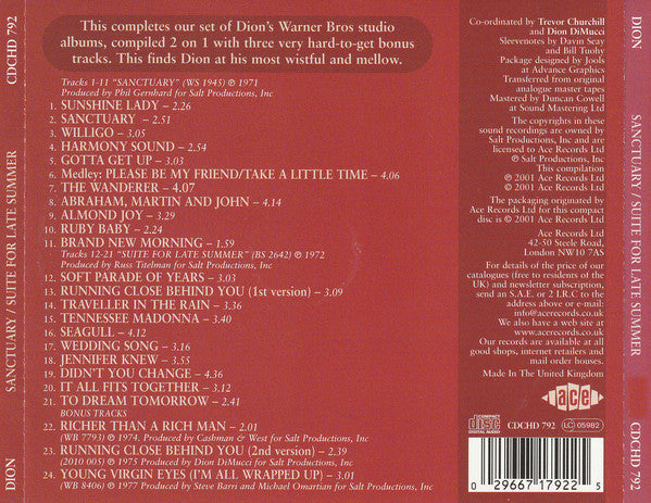Dion (3) : Sanctuary / Suite For Late Summer (CD, Comp)