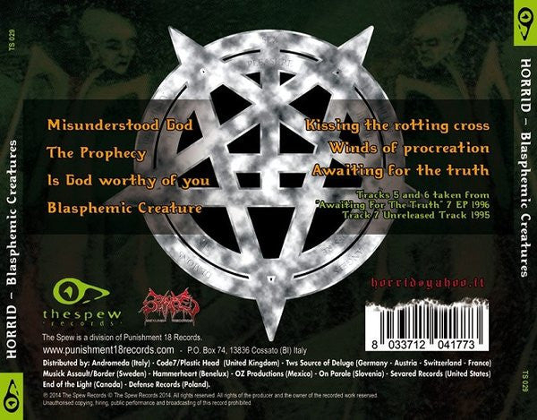Horrid : Blasphemic Creatures (CD, EP, RE)