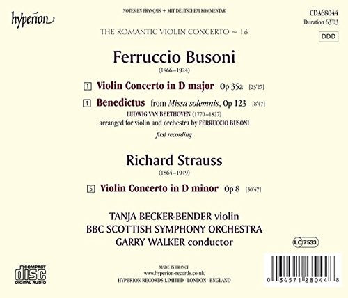 Ferruccio Busoni / Richard Strauss - Tanja Becker-Bender, BBC Scottish Symphony Orchestra, Garry Walker : Violin Concertos (CD, Album)