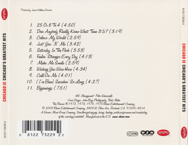 Chicago (2) : Chicago IX Greatest Hits Vol 1 (CD, Comp, RE)