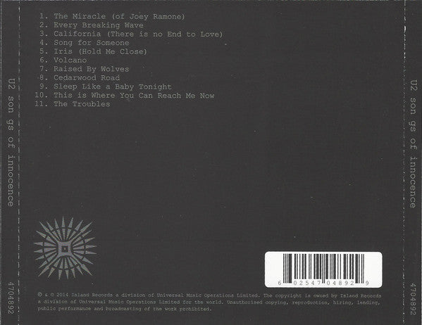U2 : Songs Of Innocence (CD, Album)