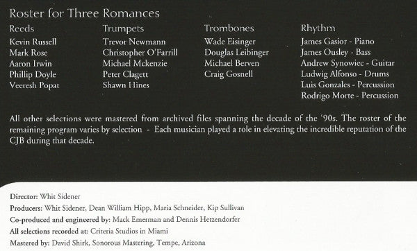 The University Of Miami Concert Jazz Band : Romances (CD, Comp)