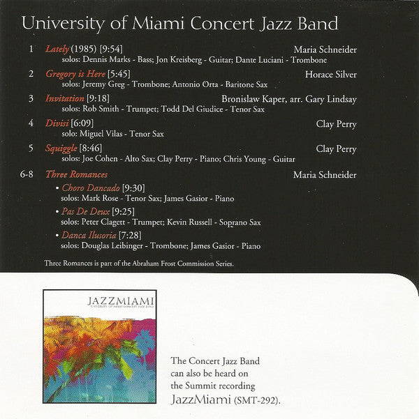 The University Of Miami Concert Jazz Band : Romances (CD, Comp)