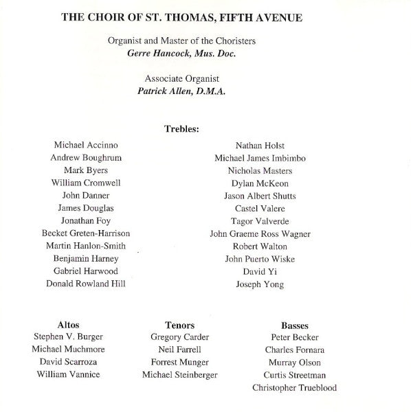 The St. Thomas Choir Of Men And Boys, Patrick Allen (7) Directed By Gerre Hancock : Magnificat And Nunc Dimittis: Volume 13 (CD, Album)