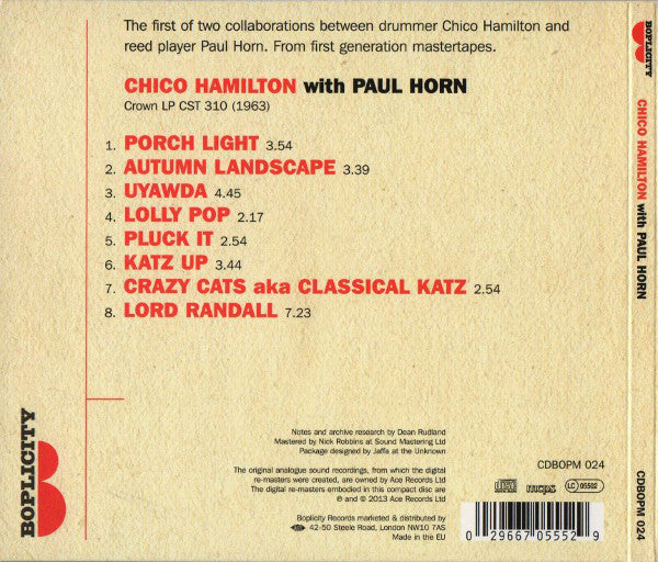 Chico Hamilton With Paul Horn : Chico Hamilton With Paul Horn (CD, Comp, RE, RM)