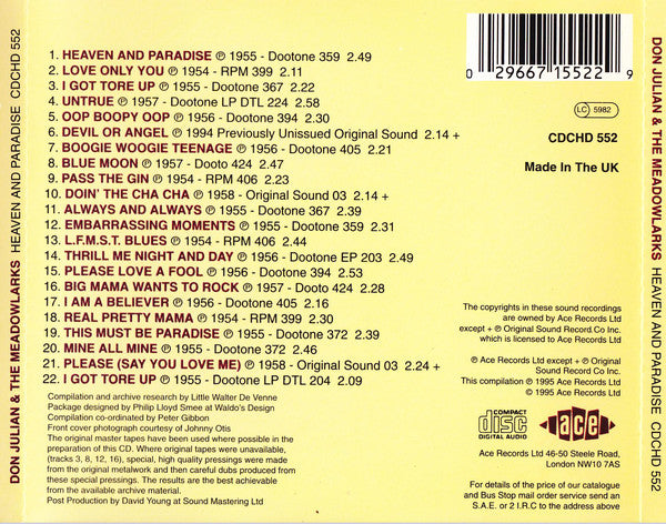 Don Julian & The Meadowlarks : Heaven & Paradise (CD, Comp)