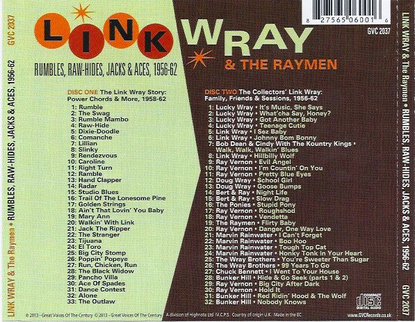 Link Wray & The Raymen* : Rumbles, Raw-Hides, Jacks & Aces, 1956-62 (2xCD, Comp)