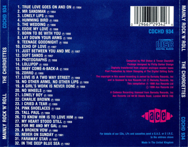 The Chordettes : Mainly Rock'n'Roll (CD, Comp)