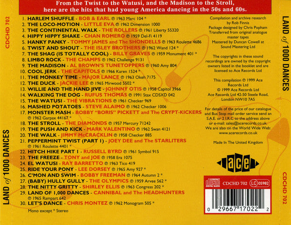 Various : Land Of 1000 Dances. The Ultimate Compilation Of Hit Dances 1958-1965 (CD, Comp, Mono)
