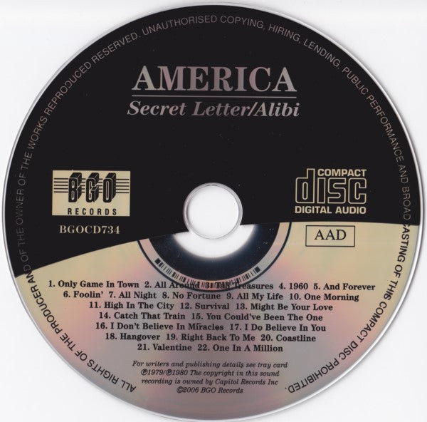 America (2) : Silent Letter / Alibi (CD, Comp, RE, RM)