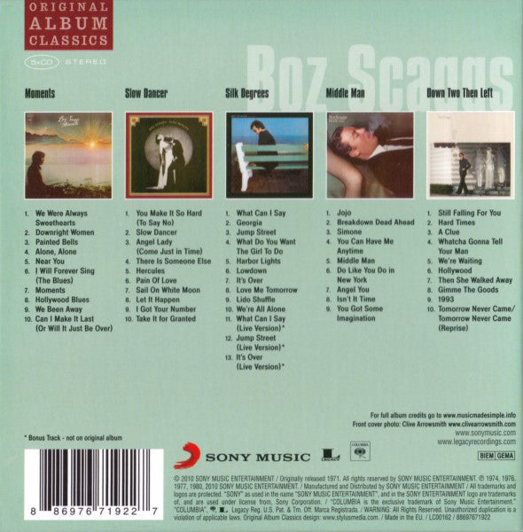 Boz Scaggs : Original Album Classics (CD, Album, RE + CD, Album, RE + CD, Album, RE + CD)
