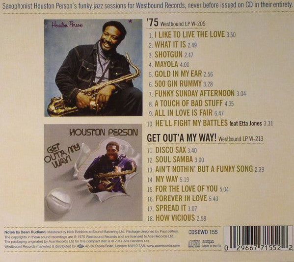 Houston Person : Houston Person '75 / Get Out'a My Way! (CD, Album, Comp, RE, RM)