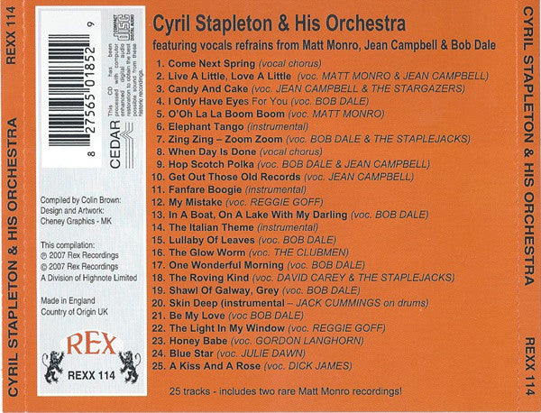 Cyril Stapleton And His Orchestra Featuring The Vocal Refrains Of Matt Monro, Jean Campbell & Bob Dale : Cyril Stapleton & His Orchestra (CD, Comp)