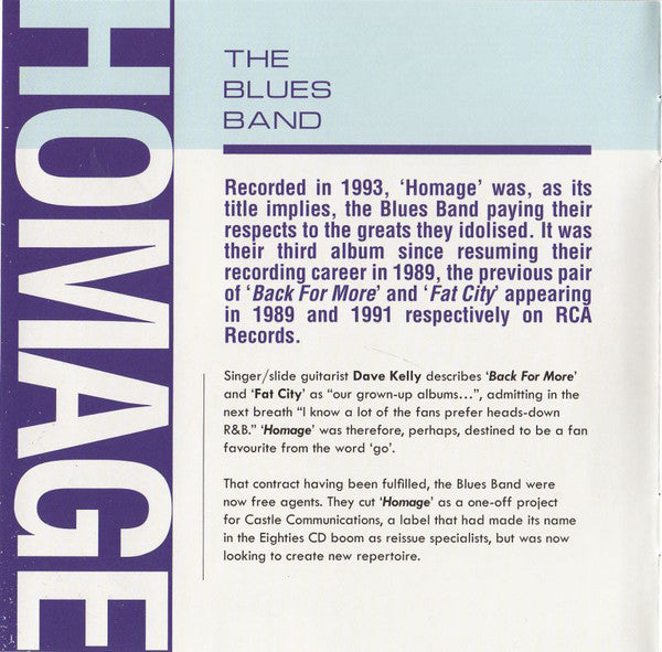 The Blues Band : Homage (CD, Album, RE)