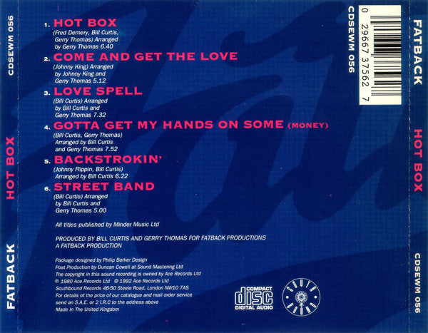 The Fatback Band : Hot Box (CD, Album, RE)