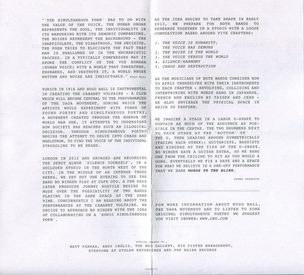 Bo Ningen And Savages (2) : Words To The Blind (CD, Album)