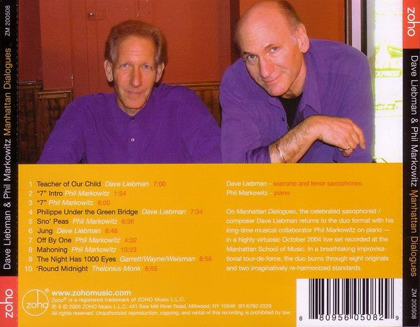David Liebman & Phil Markowitz : Manhattan Dialogues (CD, Album)