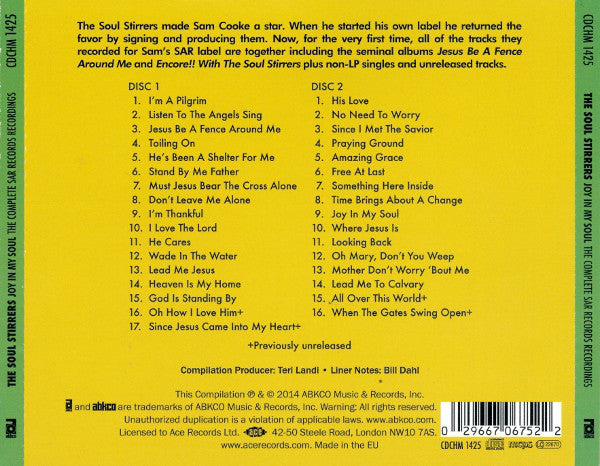 The Soul Stirrers : Joy In My Soul (The Complete SAR Records Recordings] (2xCD, Comp)