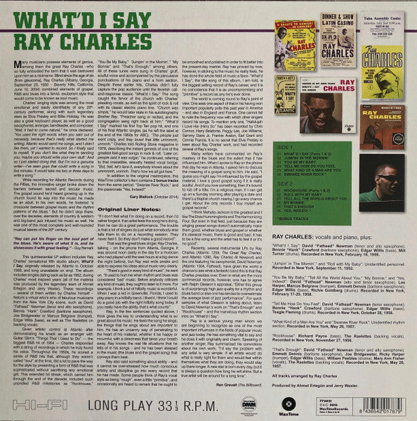 Ray Charles : What'd I Say (LP, Album, Ltd, RE, 180)