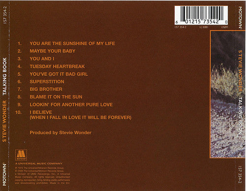 Stevie Wonder : Talking Book (CD, Album, RE, RM, Uni)