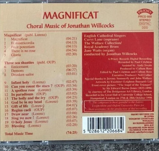 Jonathan Willcocks, English Cathedral Singers, Carys Lane, The Wallace Collection / Royal Academy Brass, Jane Watts (2) : Magnificat: Choral Music Of Jonathan Willcocks (CD, Album)
