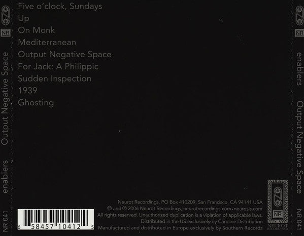 enablers : Output Negative Space (CD, Album)