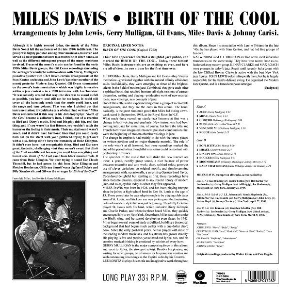 Miles Davis : Birth Of The Cool (LP, Album, Comp, Ltd, RE, RM, 180)